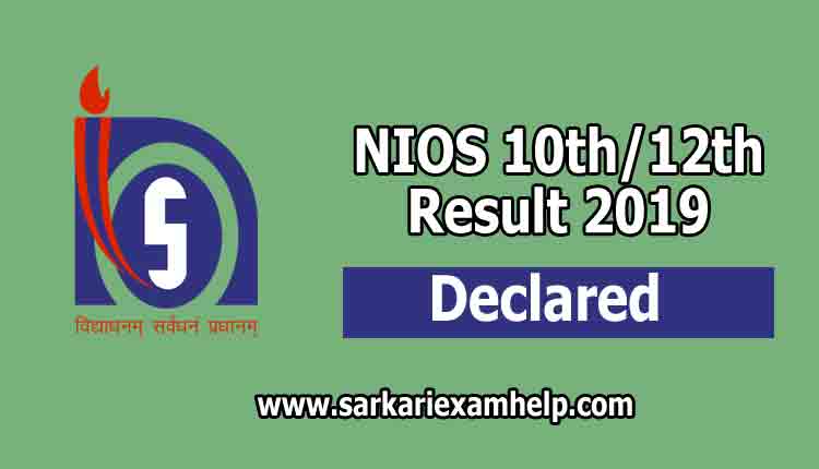 NIOS 10th/12th Result 2019