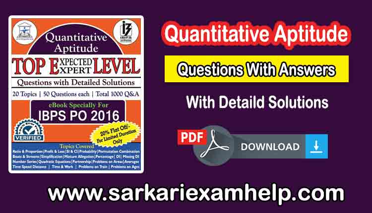 Quantitative Aptitude Questions With Answers PDF Download