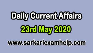 23rd May 2020 Today Top 10 Daily Current Affairs In Hindi