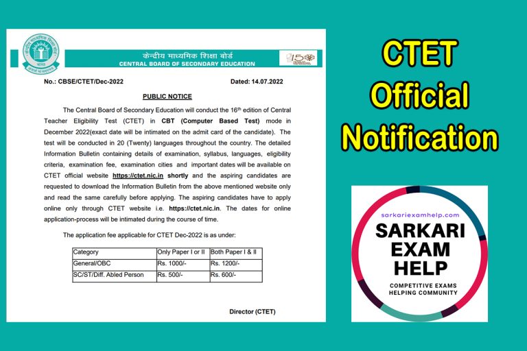 CTET Official Notification 2022