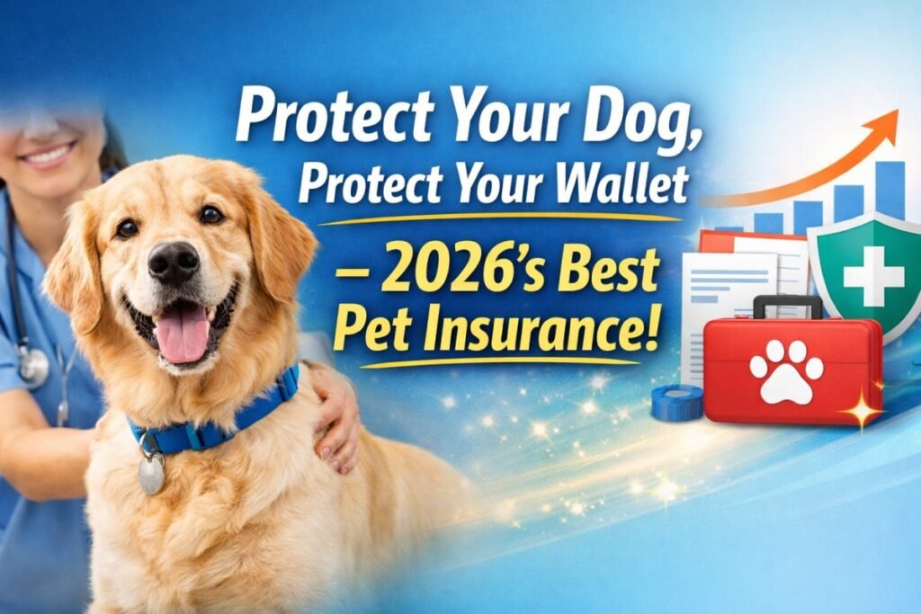 best pet insurance for dogs in the usa 2026 comparison chart with happy dog and veterinarian